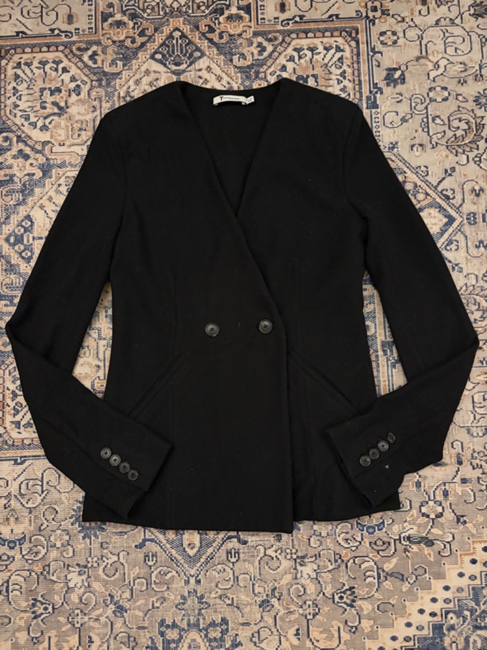 T. Alexander Wang Black Double-Breasted Tailored Blazer